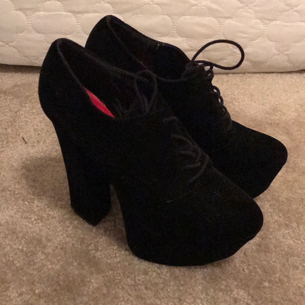 Black velvet platform booties